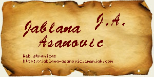 Jablana Asanović vizit kartica